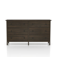 6-Drawer Double Dresser, Solid and Engineered Wood, Metal Handles