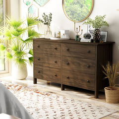 6-Drawer Double Dresser, Solid and Engineered Wood, Metal Handles
