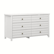 6-Drawer Dresser, Engineered Wood, White, Chrome Metal Knobs