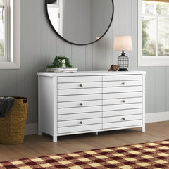 6-Drawer Dresser, Engineered Wood, White, Chrome Metal Knobs