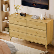 6-Drawer Dresser, Manufactured Wood, 47.24 in. Wide, Beige