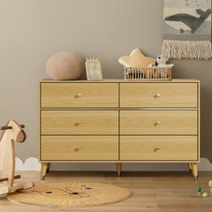 6-Drawer Dresser, Manufactured Wood, 47.24 in. Wide, Beige
