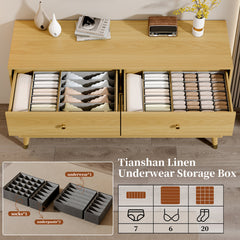 6-Drawer Dresser, Manufactured Wood, 47.24 in. Wide, Beige