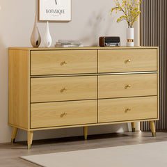 6-Drawer Dresser, Manufactured Wood, 47.24 in. Wide, Beige