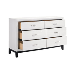 6-Drawer Dresser, Solid and Manufactured Wood, Rubberwood Legs, Metal Bar Pulls
