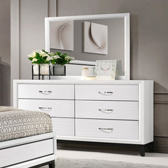 6-Drawer Dresser, Solid and Manufactured Wood, Rubberwood Legs, Metal Bar Pulls