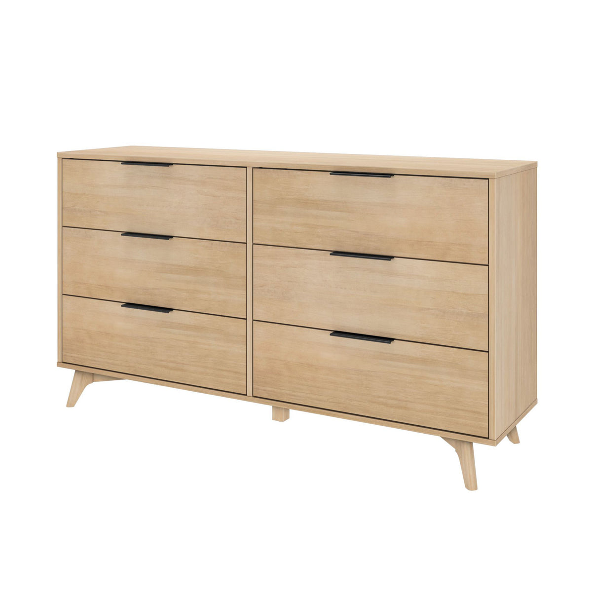 6-Drawer Dresser, Solid Pine and Engineered Wood, Blonde