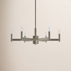 6-Light Candle-Style Chandelier in Satin Nickel Steel