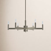 6-Light Candle-Style Chandelier in Satin Nickel Steel
