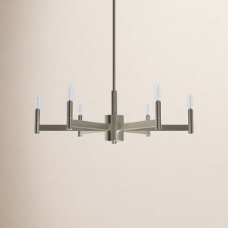 6-Light Candle-Style Chandelier in Satin Nickel Steel