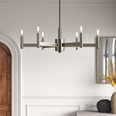 6-Light Candle-Style Chandelier in Satin Nickel Steel
