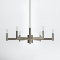 6-Light Candle-Style Chandelier in Satin Nickel Steel