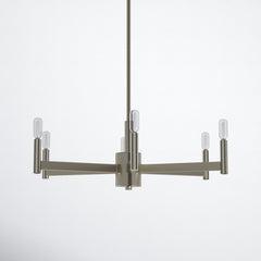 6-Light Candle-Style Chandelier in Satin Nickel Steel