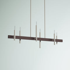 6-Light Chandelier, 40 in Wide, Steel in Brushed Nickel and Bronze