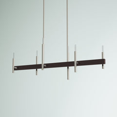 6-Light Chandelier, 40 in Wide, Steel in Brushed Nickel and Bronze
