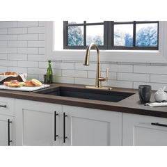 Emmeline Pull Down Single Handle Kitchen Faucet in Lumicoat Champagne Bronze | product photo