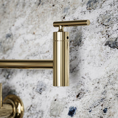 Kohler Wall-Mount Pot Filler Faucet, Swing Arm Kitchen Pot Filler Faucet in Vibrant French Gold | detail photo