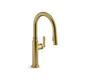 Edalyn Pull-Down Kitchen Sink Faucet with Three-Function Sprayhead in Vibrant Brushed Moderne Brass