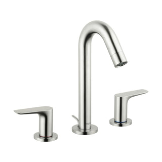 Logis Widespread Bathroom Faucet with Drain Assembly in Brushed Nickel