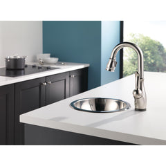 Leland Pull Down Touch Bar Faucet with Handles in Spotshield Stainless | product photo