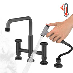 Urbix Bridge Faucet with Side Spray Included in Matte Black/Grey | product photo