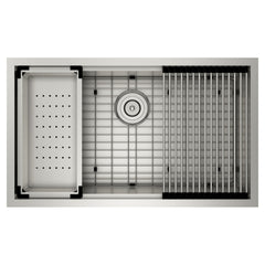 Luxe Chef 32” Workstation Stainless Steel Undermount Single Bowl Sink with Accessories | product photo