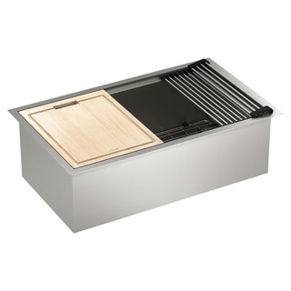 Luxe Chef 32” Workstation Stainless Steel Undermount Single Bowl Sink with Accessories