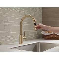 Trinsic Gold Kitchen Faucet with Swivel Pull Down Sprayer, Magnetic Docking, Champagne Bronze | product photo