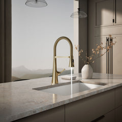 Kohler Graze Single Handle Kitchen Faucet with 21-9/16" Spout in Vibrant French Gold | product photo