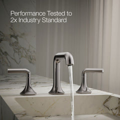 Kohler Occasion Widespread Bathroom Sink Faucet Spout with Straight Design and Drain Assembly in Vibrant Titanium | product photo
