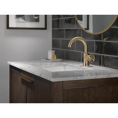 Trinsic Single Hole Bathroom Faucet with Wheel Handle, Single Handle Bathroom Sink Faucet in Champagne Bronze | product photo