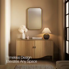 Claude 22" X 34" Rectangular Framed Mirror in Vibrant Brushed Moderne Brass | product photo