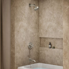 Purist Pressure-Balancing Thermostatic Tub and Shower Faucet in Vibrant Brushed Nickel | product photo