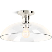 Tone™ 1 Light Semi Flush Mount with Domed Glass Shade in Polished Nickel