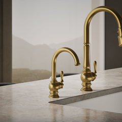 Kohler Artifacts Beverage Faucet in Vibrant Brushed Moderne Brass | product photo