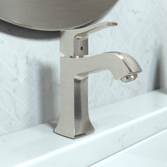 Metris C Single Hole Bathroom Faucet with Drain Assembly in Brushed Nickel | product photo