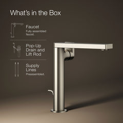 Kohler Composed Single Hole Bathroom Faucet with Drain Assembly in Vibrant Brushed Nickel | product photo