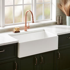 Rowena 36" Farmhouse Single Basin Fireclay Kitchen Sink in Smooth White | product photo