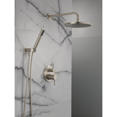 Modern 14 Series Round Rain Shower System Faucet Set, Rainfall Brushed Nickel Shower Head and Handle Set, Valve Trim Kit, 10 Inch, Spotshield Stainless in Spotshield Brushed Nickel | product photo