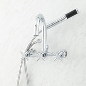Sebastian Wall Mounted Tub Faucet with Cross Handles in Chrome
