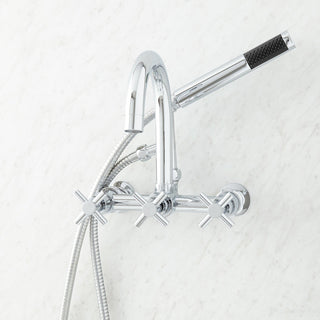 Sebastian Wall Mounted Tub Faucet with Cross Handles in Chrome