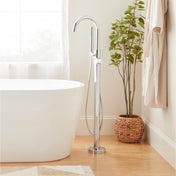 Lexia Floor Mounted Tub Filler Faucet with Hand Shower and Valve in Chrome