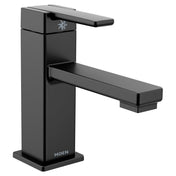 90 Degree Single Hole Bathroom Faucet with Drain Assembly in Matte Black