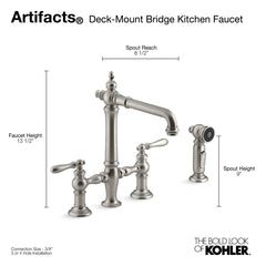 Kohler Artifacts Bridge Faucet in Vibrant Titanium | product photo