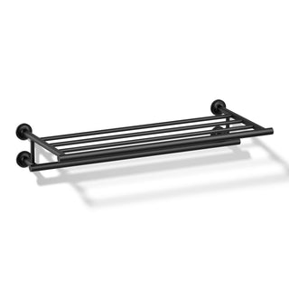 Purist 24" Hotelier Metal Wall-Mount Bathroom Shelf, Towel Holder in Matte Black