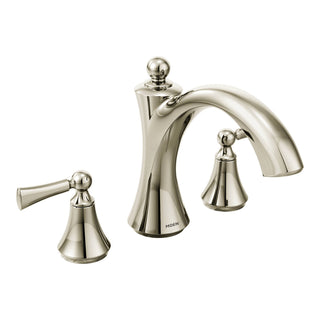Wynford Double Handle Deck Mounted Roman Tub Faucet Trim with Diverter in Polished nickel