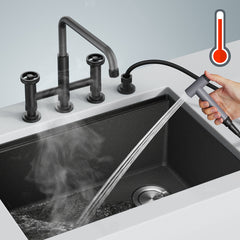 Urbix Bridge Faucet with Side Spray Included in Matte Black/Grey | product photo