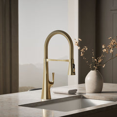 Kohler Graze Single Handle Kitchen Faucet with 21-9/16" Spout in Vibrant French Gold | product photo