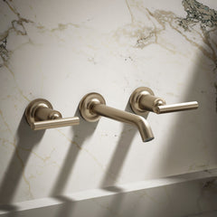 Purist Wall-Mounted Bathroom Faucet Trim in Vibrant Brushed Bronze | product photo