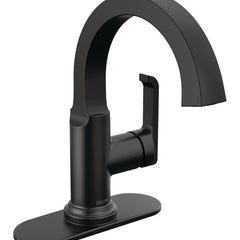 Tetra Single Hole Bathroom Faucet, Single Handle Bathroom Sink Faucet with Drain Assembly in Matte Black | product photo